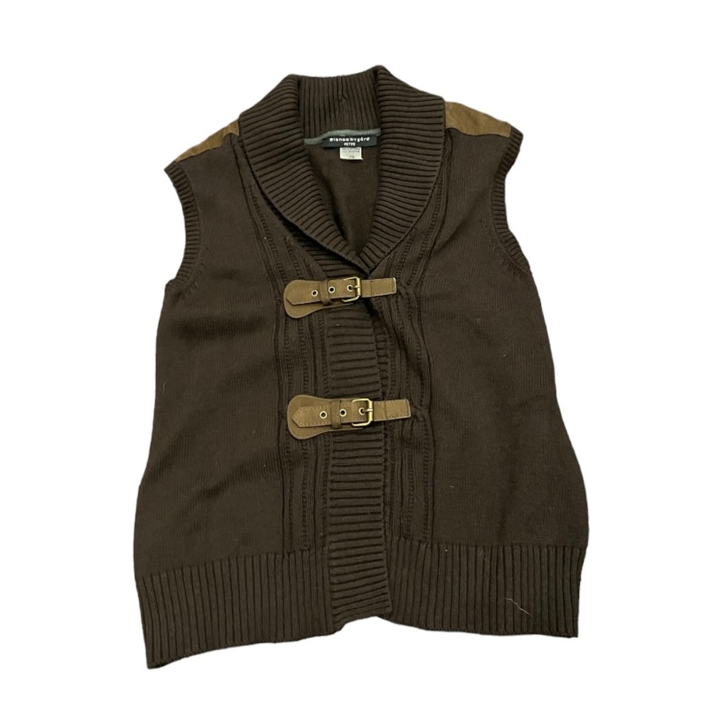 Bianca nygard brown vest with suede shoulder and buckle detail